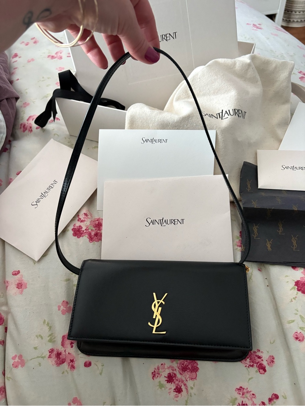 Saint Laurent Black Leather Cassandra phone bag BRAND NEW - Picture 5 of 7